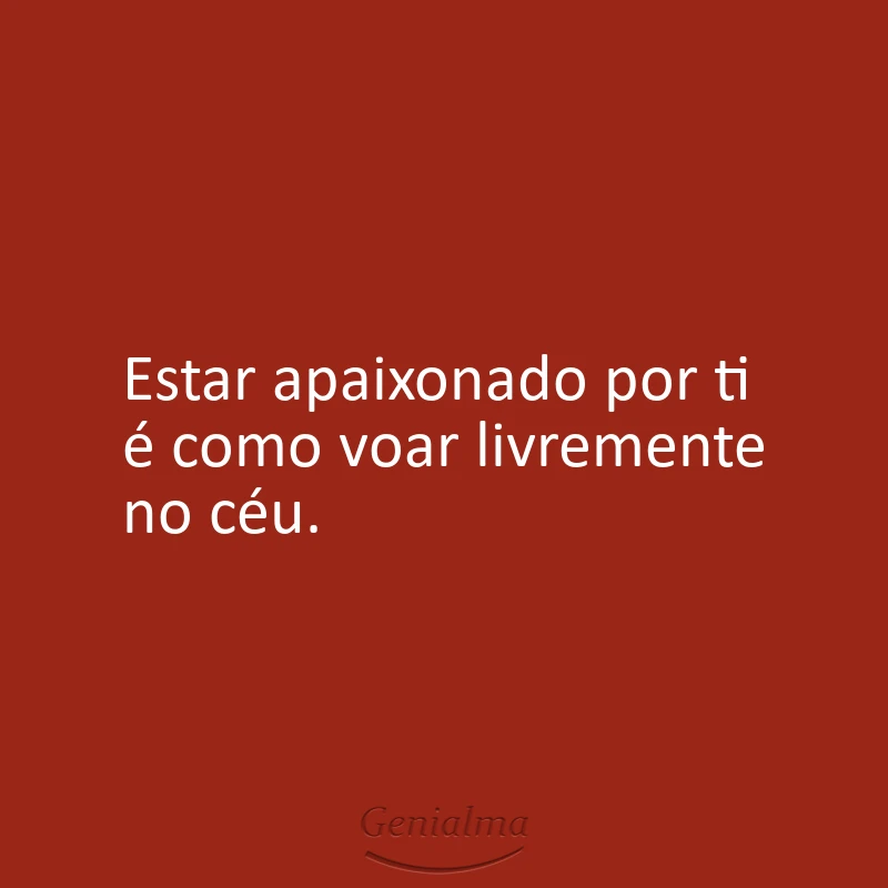 Estar apaixonado por ti é como voar livremente no céu.