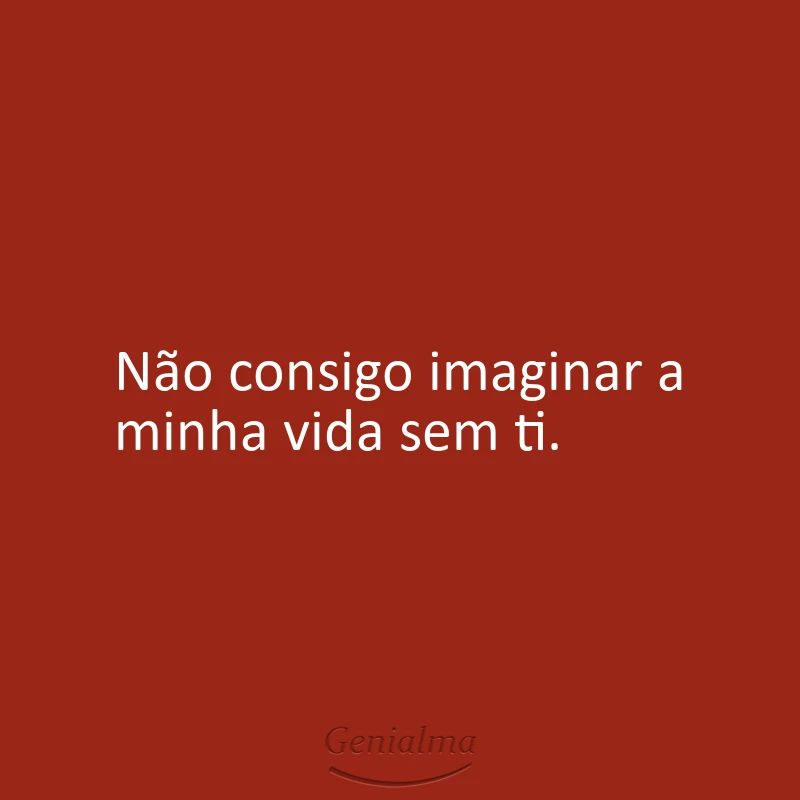 Não consigo imaginar a minha vida sem ti.