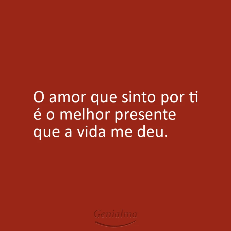 O amor que sinto por ti é o melhor presente que a vida me deu.