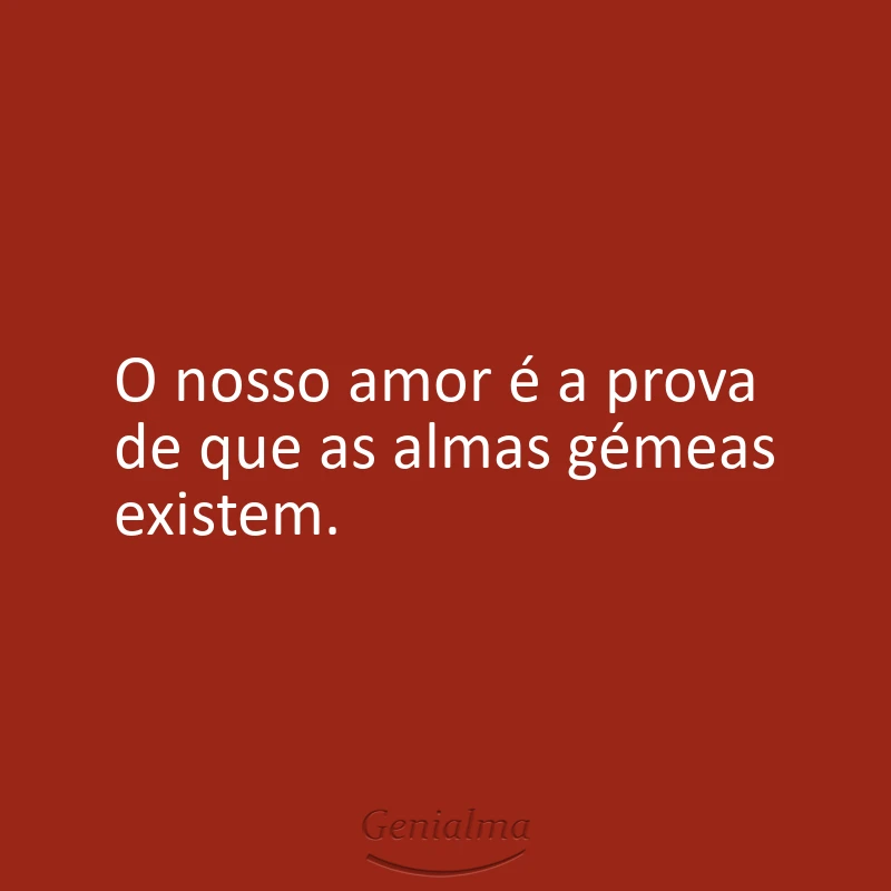 O nosso amor é a prova de que as almas gémeas existem.
