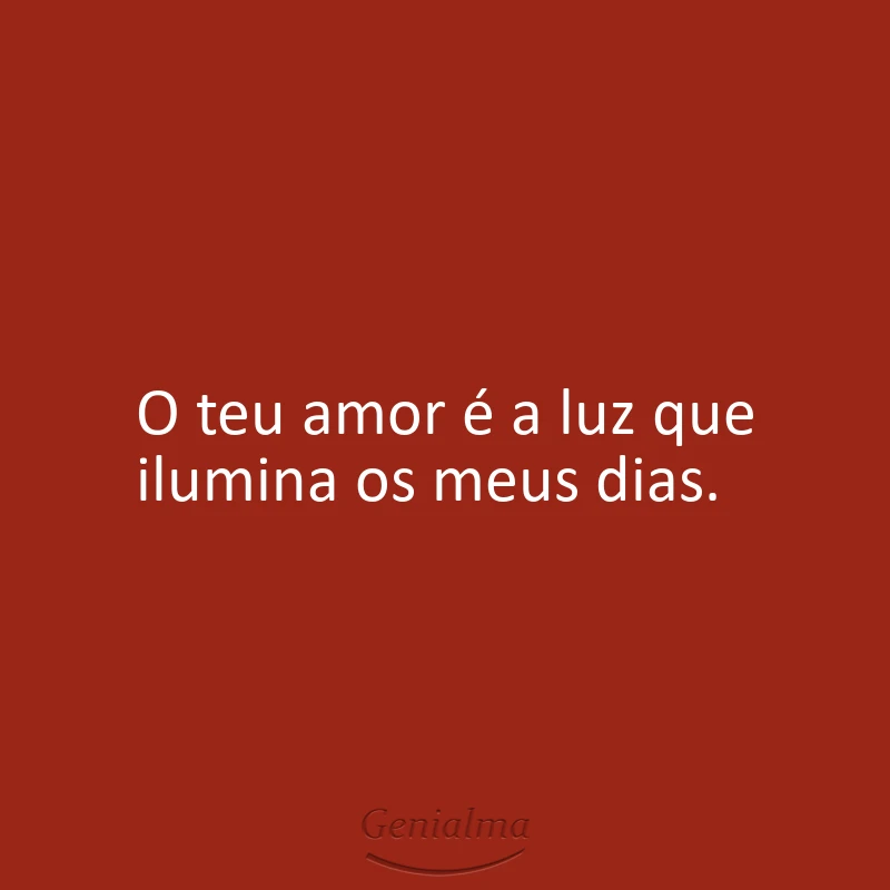 O teu amor é a luz que ilumina os meus dias.