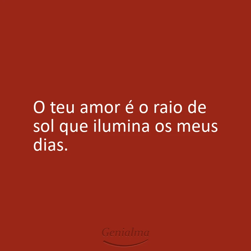 O teu amor é o raio de sol que ilumina os meus dias.