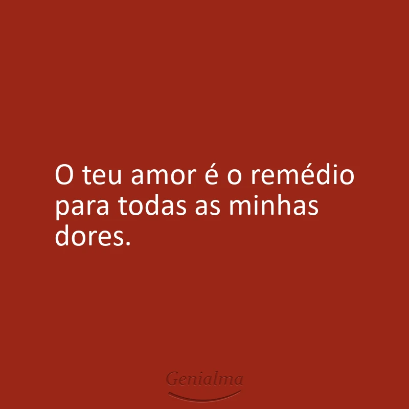 O teu amor é o remédio para todas as minhas dores.