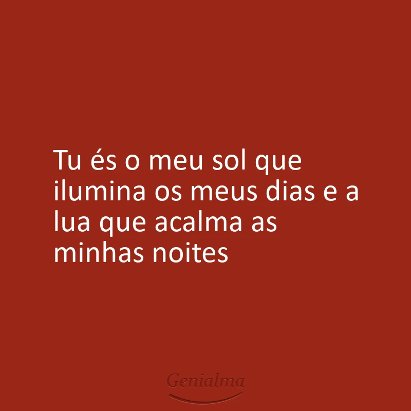 Tu és o meu sol que ilumina os meus dias e a lua que acalma as minhas noites