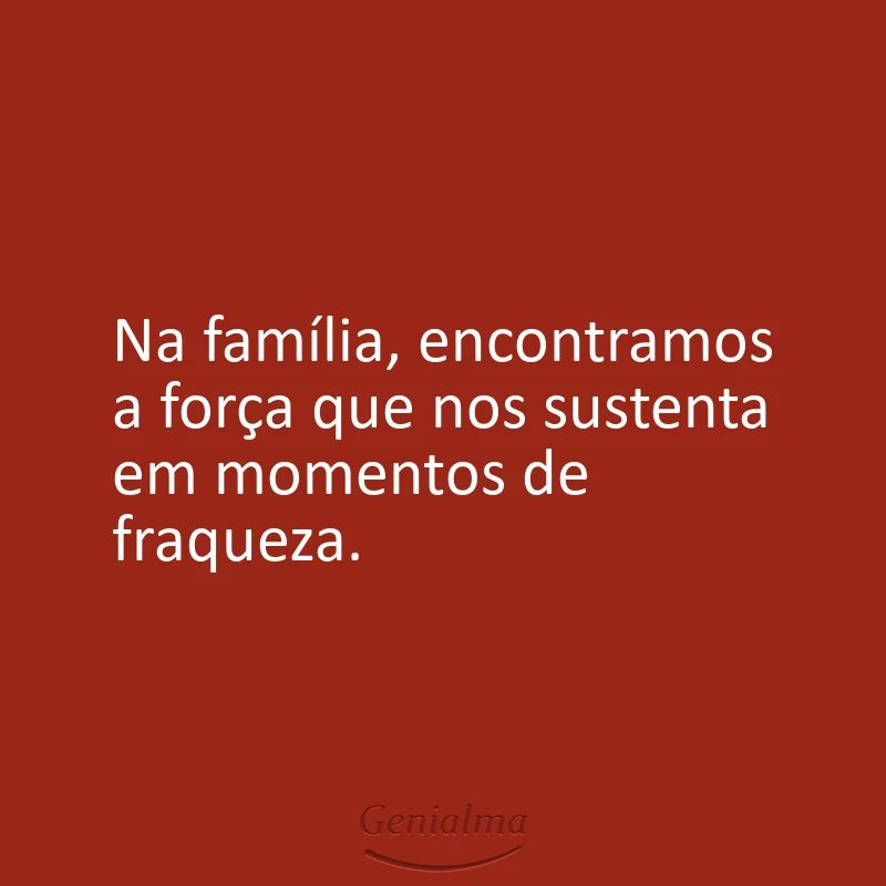 Na família, encontramos a força que nos sustenta em momentos de fraqueza.