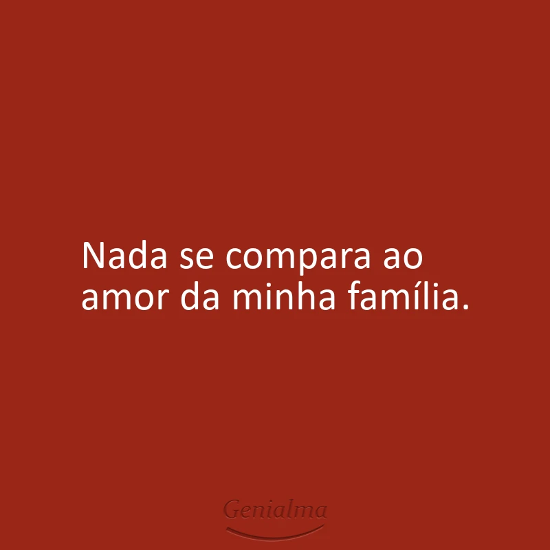 Nada se compara ao amor da minha família.