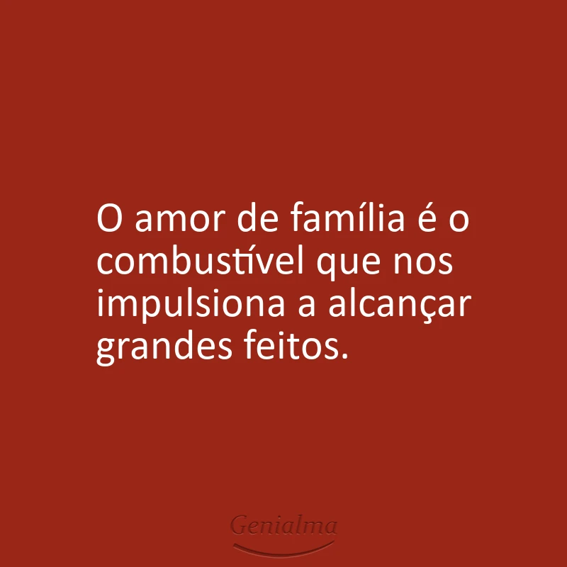 O amor de família é o combustível que nos impulsiona a alcançar grandes feitos.