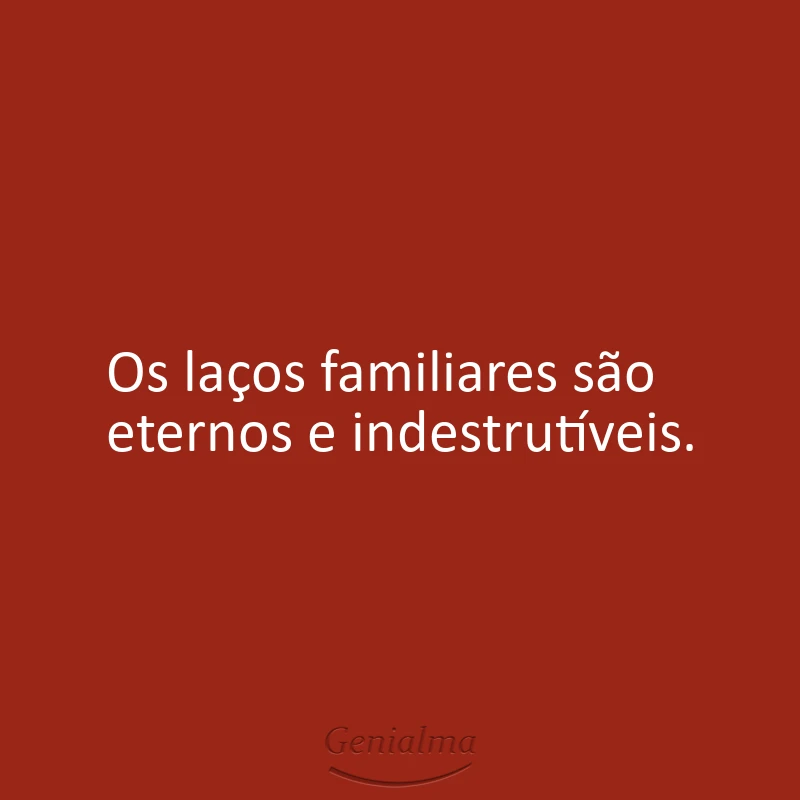 Os laços familiares são eternos e indestrutíveis.