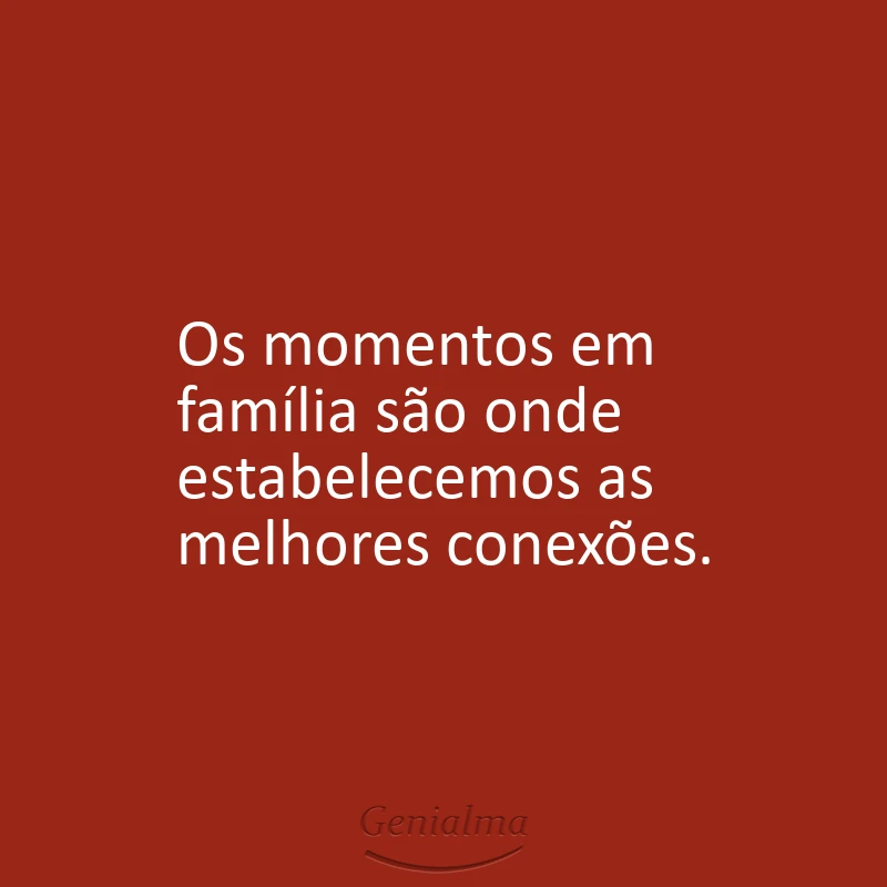 Os momentos em família são onde estabelecemos as melhores conexões.