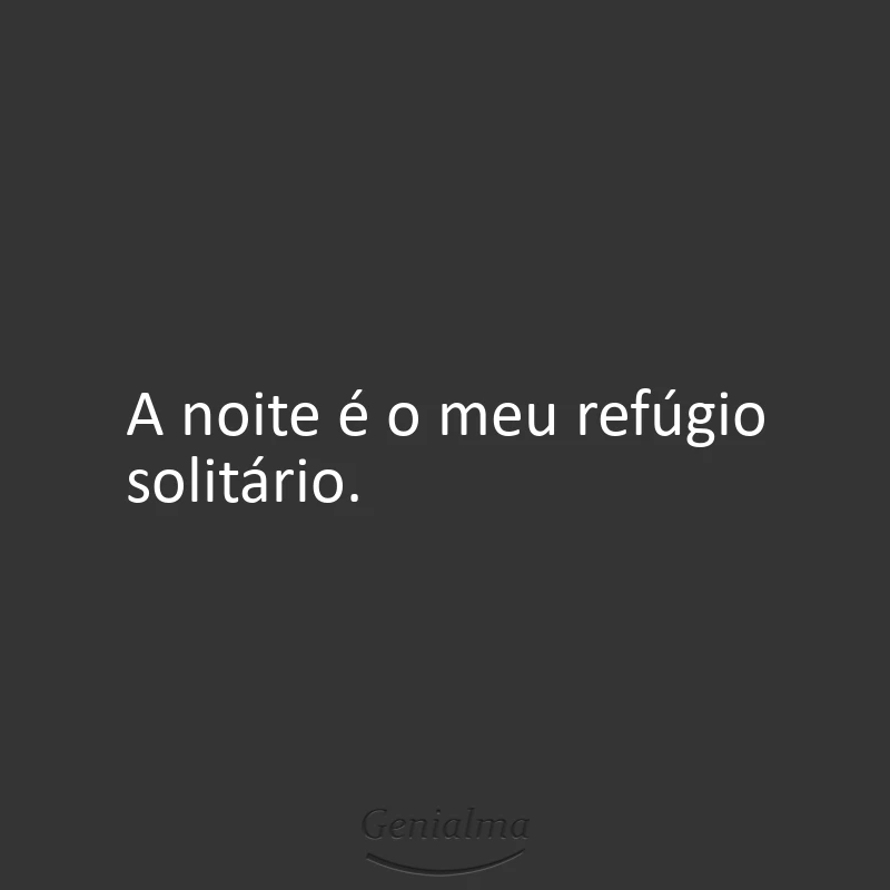 A noite é o meu refúgio solitário.