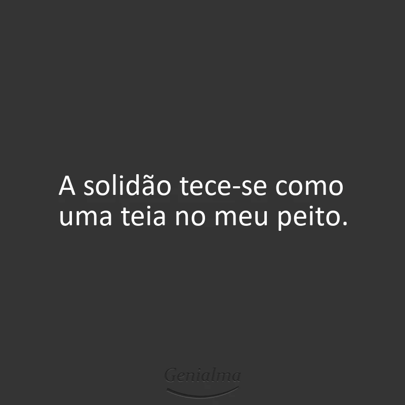 A solidão tece-se como uma teia no meu peito.