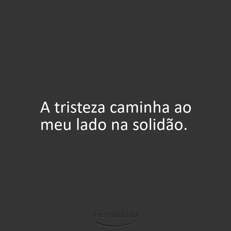 A tristeza caminha ao meu lado na solidão.
