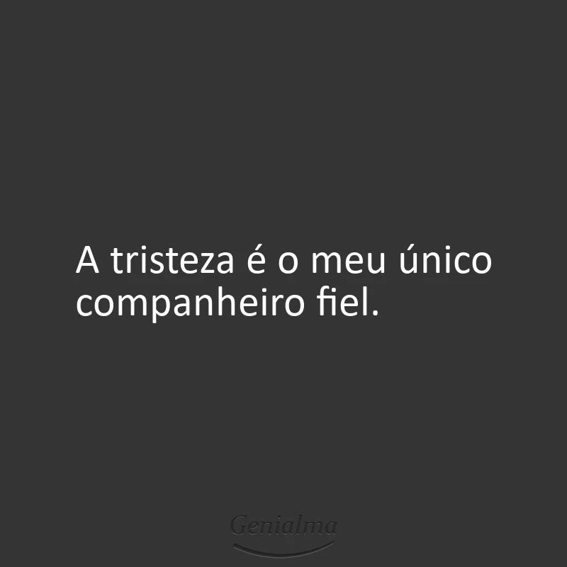A tristeza é o meu único companheiro fiel.