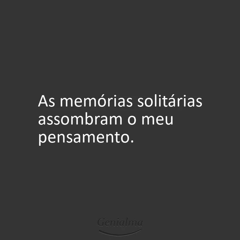 As memórias solitárias assombram o meu pensamento.