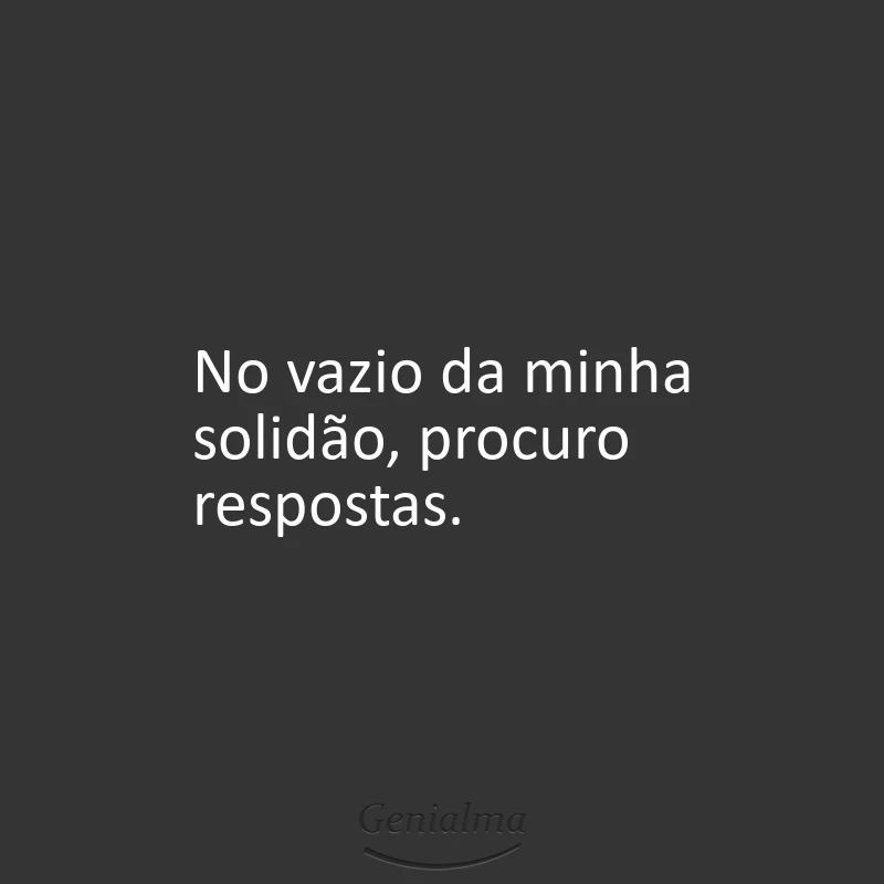No vazio da minha solidão, procuro respostas.
