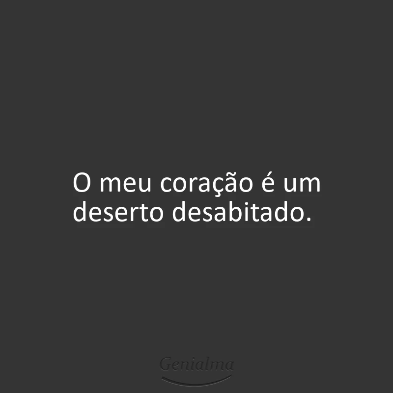 O meu coração é um deserto desabitado.