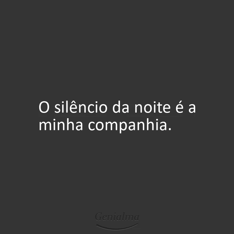 O silêncio da noite é a minha companhia.