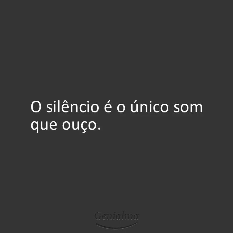 O silêncio é o único som que ouço.