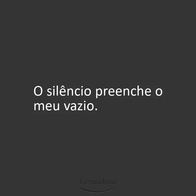 O silêncio preenche o meu vazio.