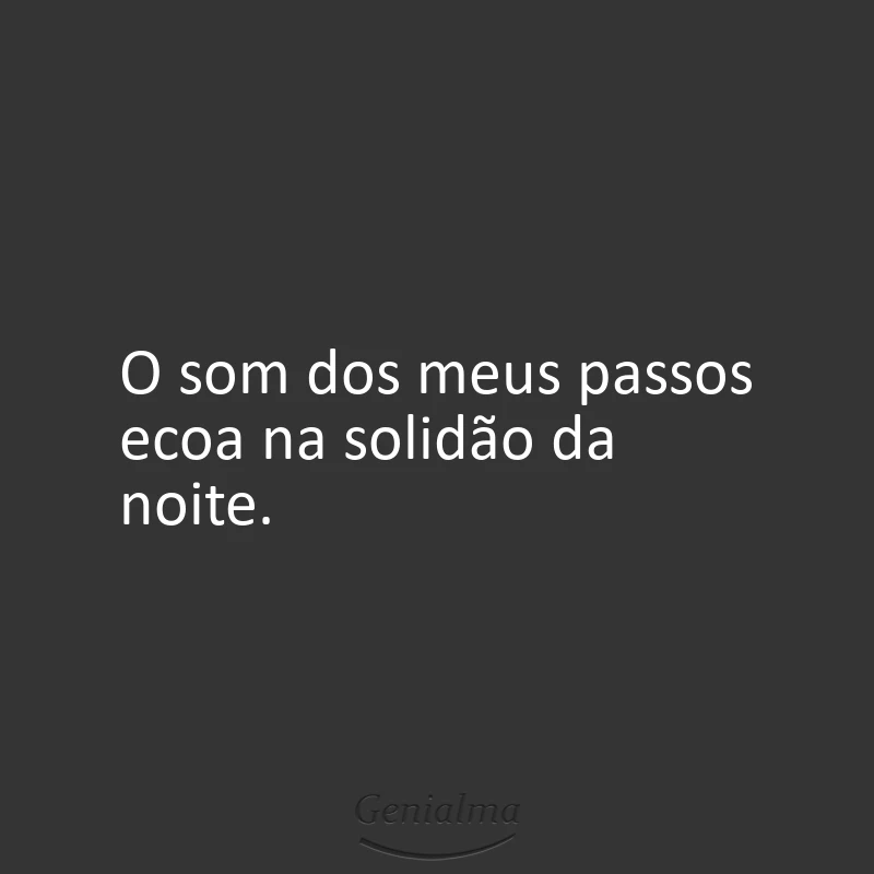 O som dos meus passos ecoa na solidão da noite.