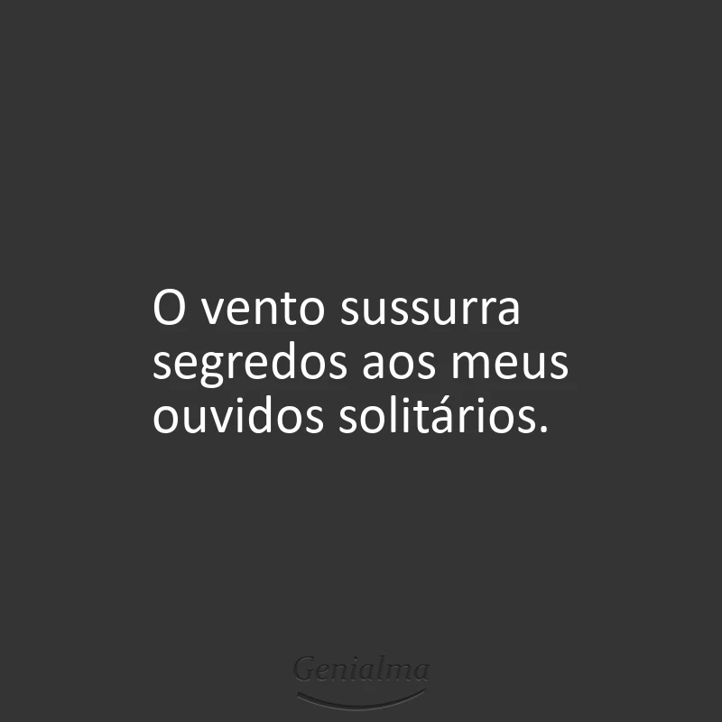 O vento sussurra segredos aos meus ouvidos solitários.