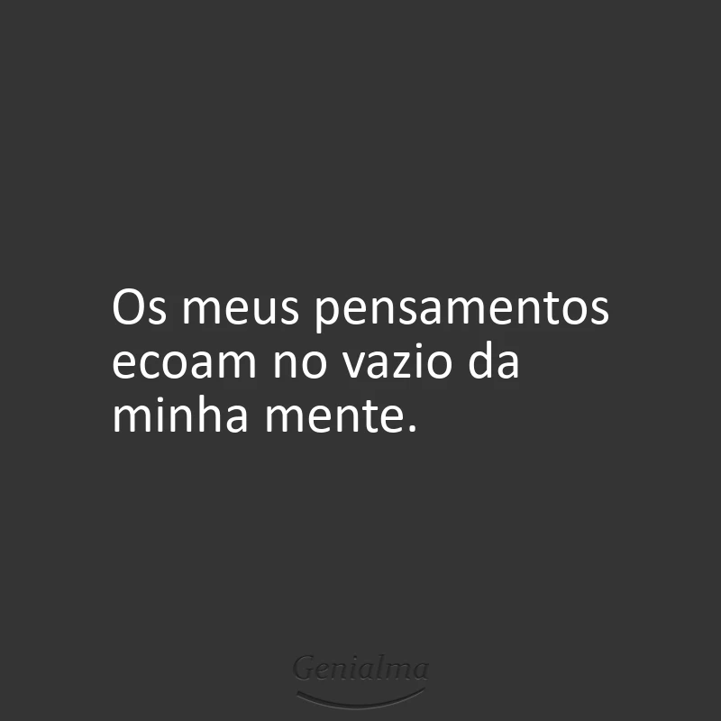 Os meus pensamentos ecoam no vazio da minha mente.