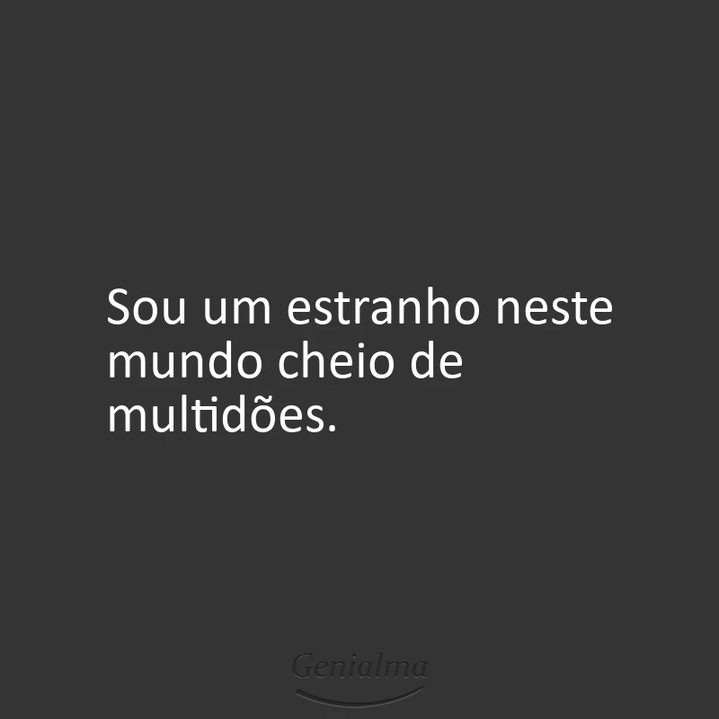 Sou um estranho neste mundo cheio de multidões.