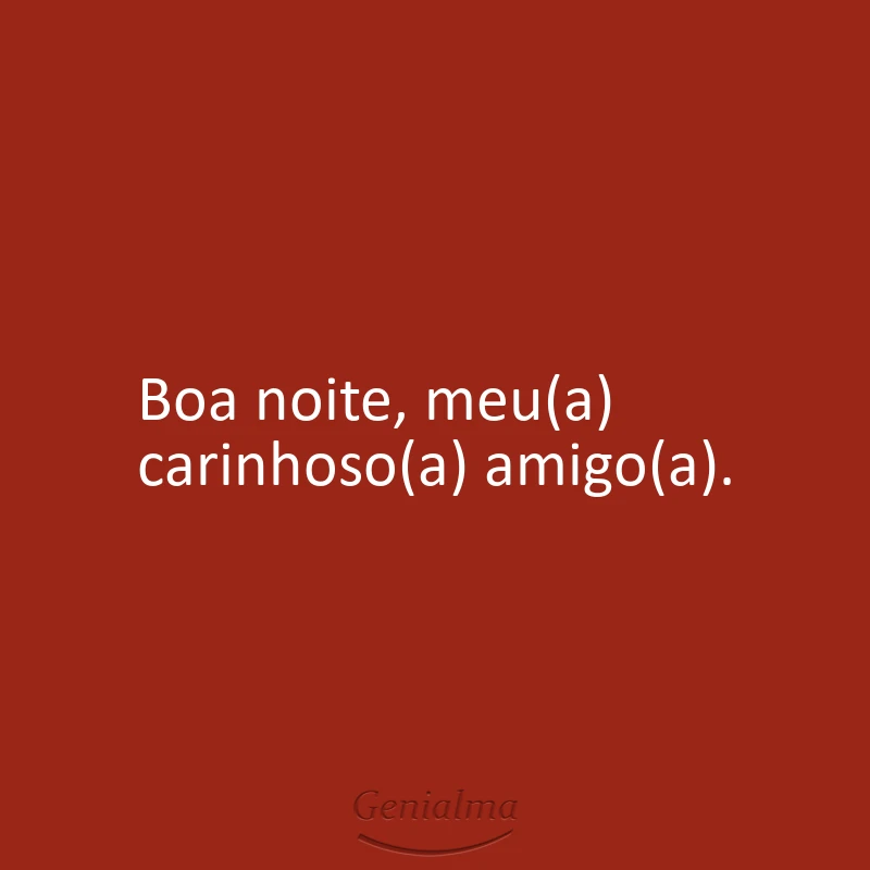 Boa noite, meu(a) carinhoso(a) amigo(a).